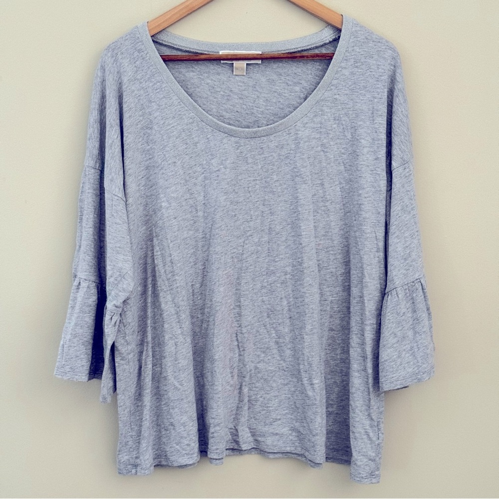 MICHAEL Michael Kors Gray Cotton Blend 3/4 Sleeve Top Size 1X